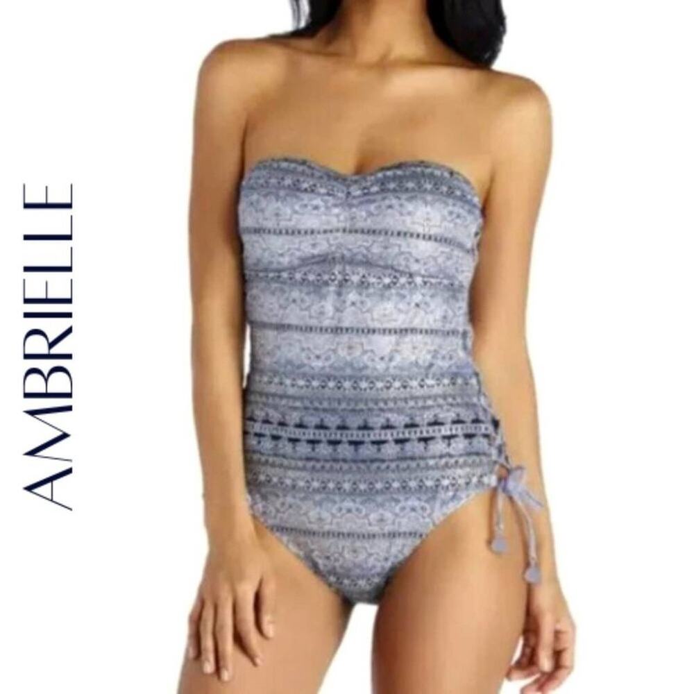 Ambrielle Womens One Piece Swimsuit Lavender Open Back Sweetheart NWT Small